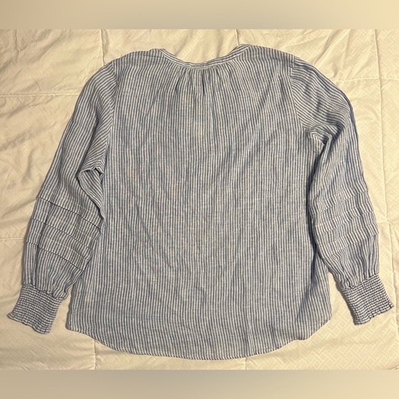 Rails $188 Caterina Top Blue White Sanibel Stripe Linen Blend Blouse Size Small - Picture 7 of 11
